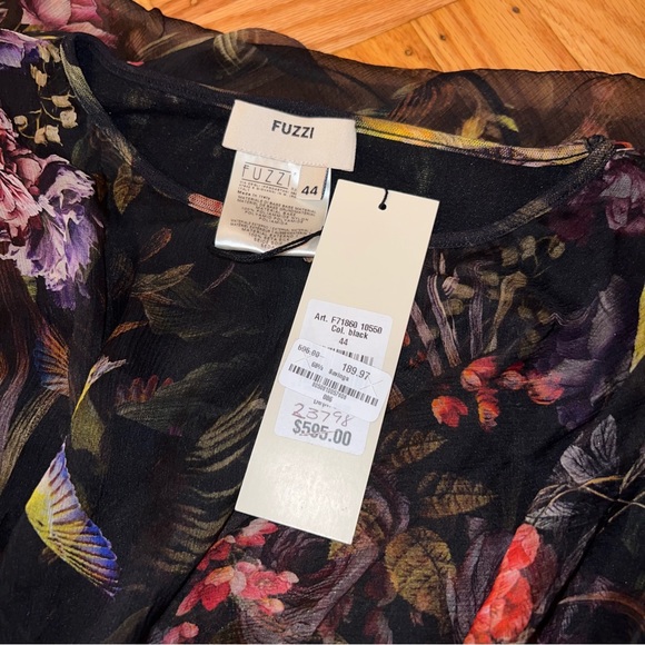 NWT Orig $595 Fuzzi Ruffled Floral Mesh Sleeveless Blouse Top Sz 44 M Gaultier - Picture 5 of 5